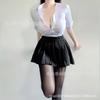 Domira Erotic Lingerie Sexy See-through Low Neckline Showing Chest Hip Skirt Secretary Uniform Suit Temptation Professional Attire