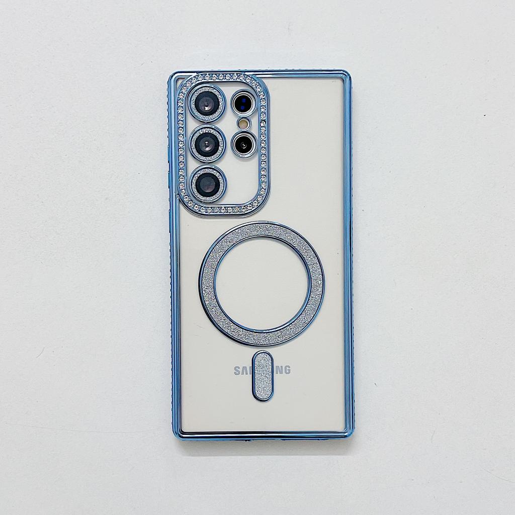 S25edge edge drill magnetic glitter mobile phone case, suitable for Samsung A17 trend S25ULTRA magnetic S25FE case