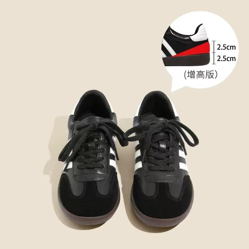 Retro style shoes striped lace-up casual women's shoes versatile leather splicing