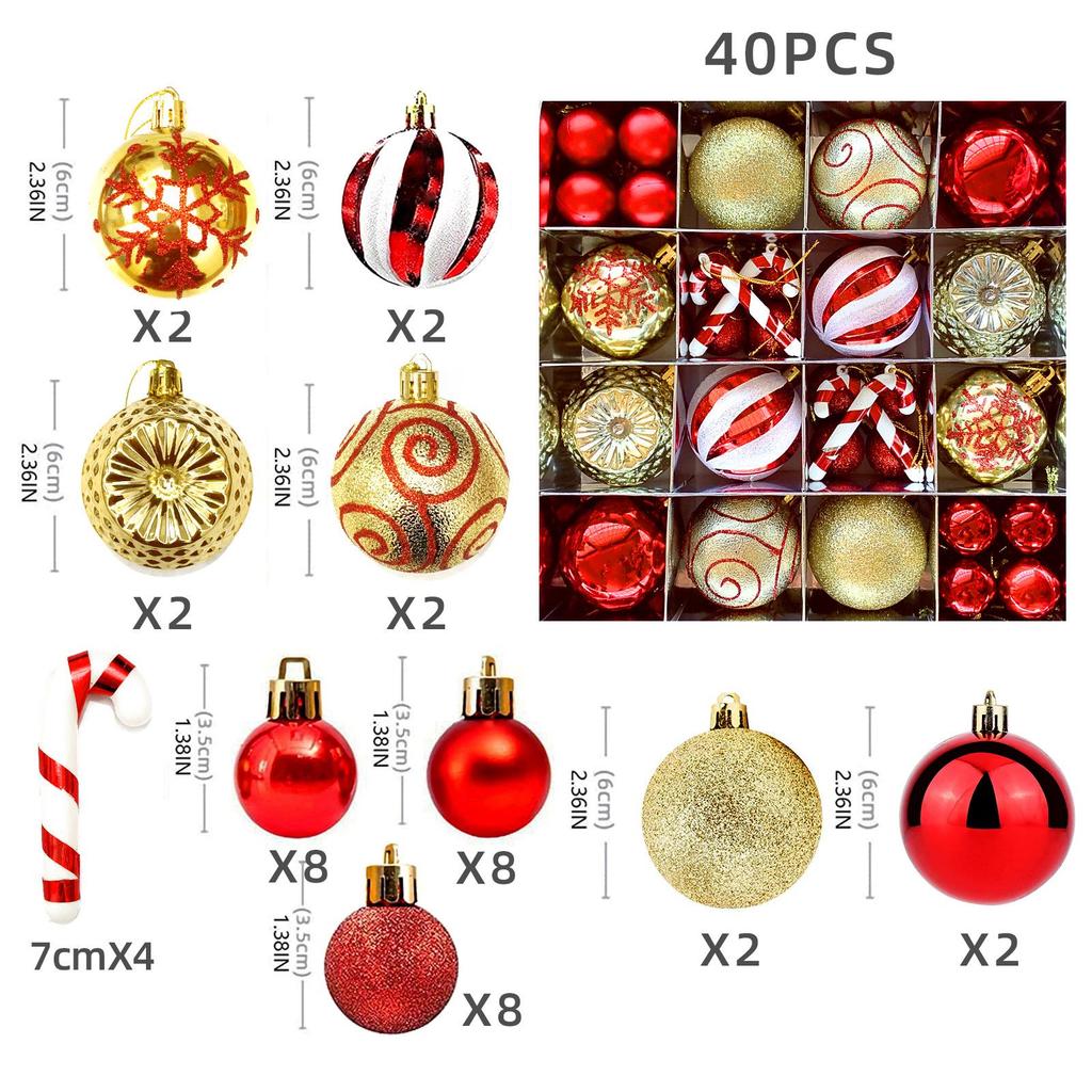 6cm Electroplated Shiny Irregular Christmas Tree Ball Set
