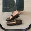 Retro-Rock Mary Jane Einzel-Schuhe Herbst Neu Flacher Mund Flacher Boden Kleine Lederschuhe