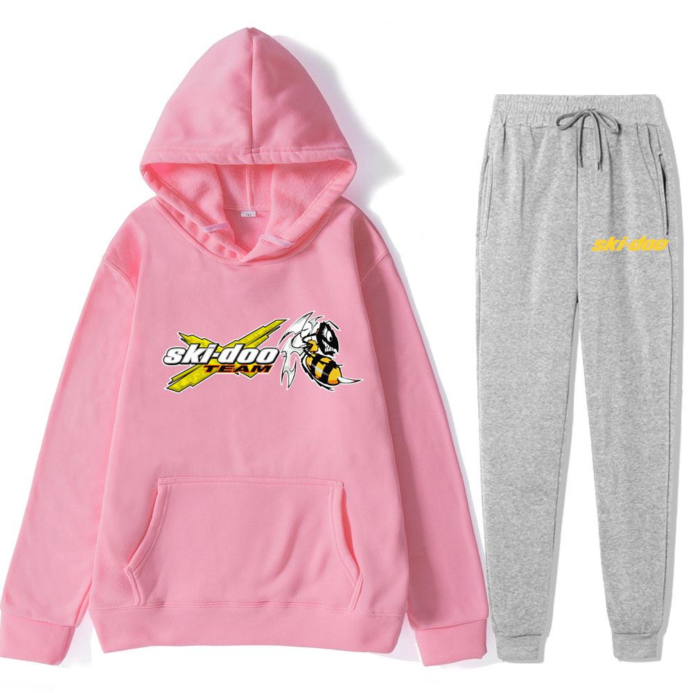 

Autumn Winter Ski-Doo Team Logo Printed Hoodies Sweatpants Set Fashionable Casual Warm Sports Long Sleeved Pants Men s Sport Wear XXXL