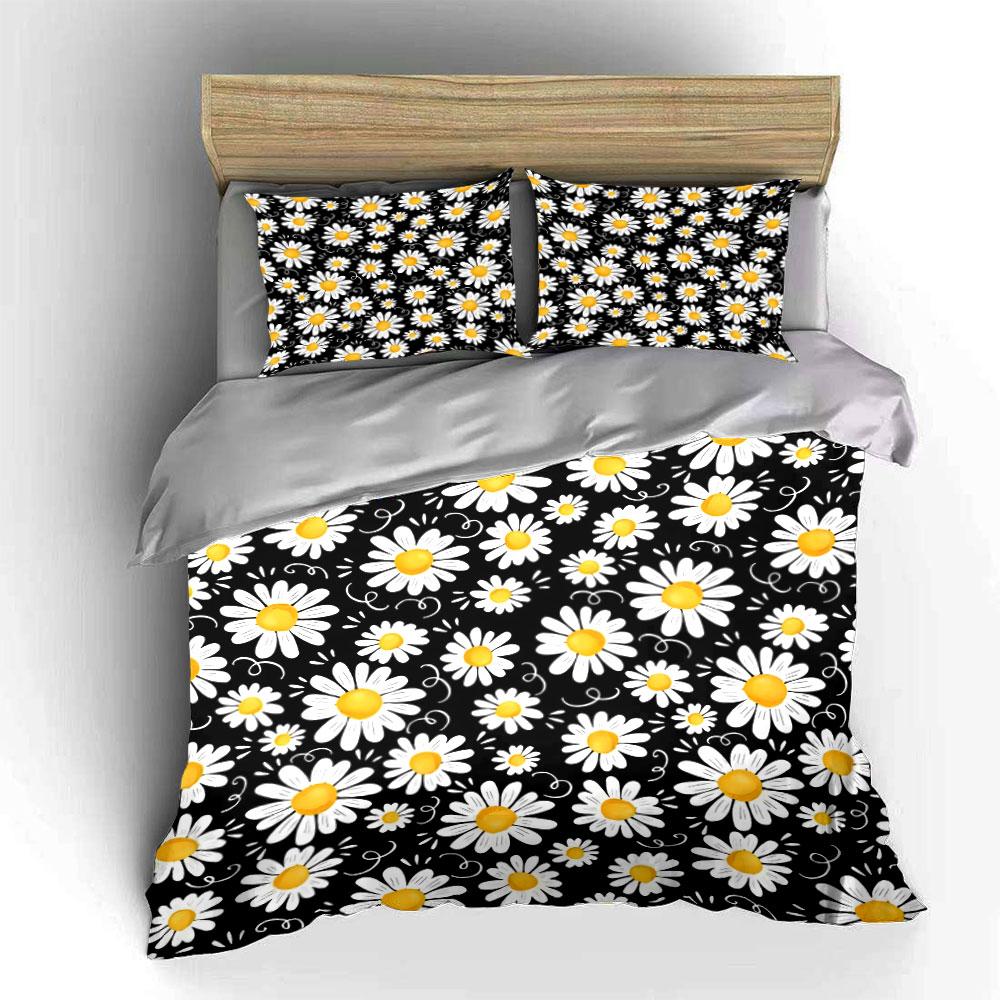 Floral Daisy Pattern Three-Piece Set Exquisite Three-Piece Bedding Set Gift For Kids And Adults