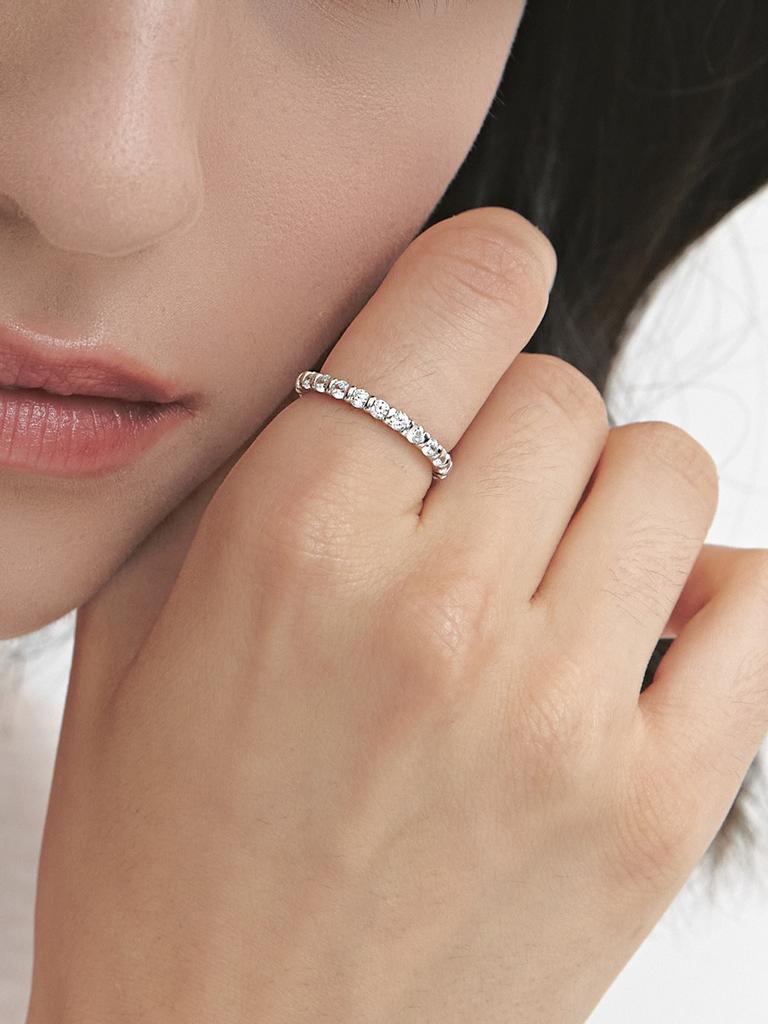 Hyeres Lor Essence Silver (W) Modern Tennis Ring 2.5Mm White Hl4R42408W9