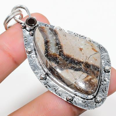 Natural Septerian Stone, Spinel Gemstone 925 Sterling Silver Pendant 2.76" B4g33
