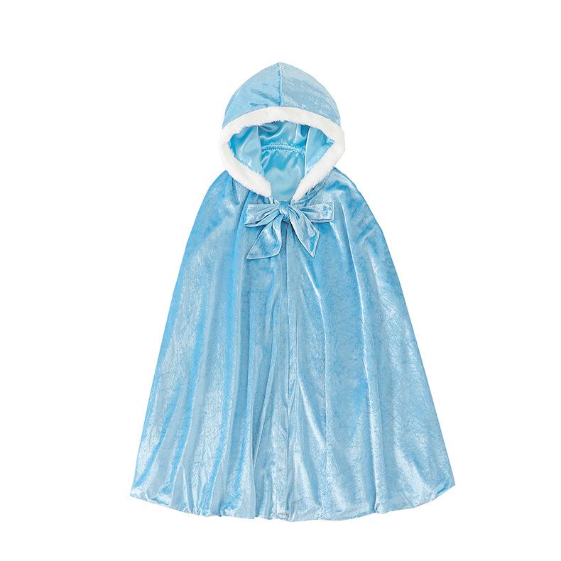 2025 Spring & Autumn Children's Multicolor Hooded Cloak - Plush Velvet Warm Kids' Christmas Cape