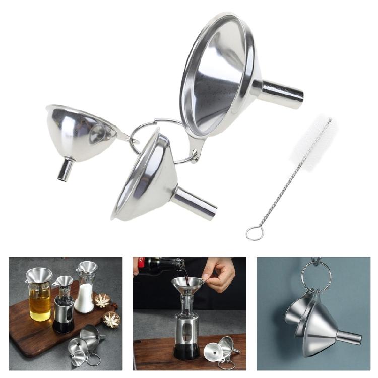 3Pcs Food Grade Metal Small Funnel Stainless Steel Kitchen Funnel Set Kitchen Tool Small Mouth Funnel Enduring