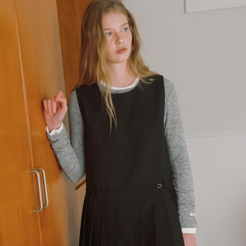 Elssibeui Pleats Belted Mini Dress [2Colors]