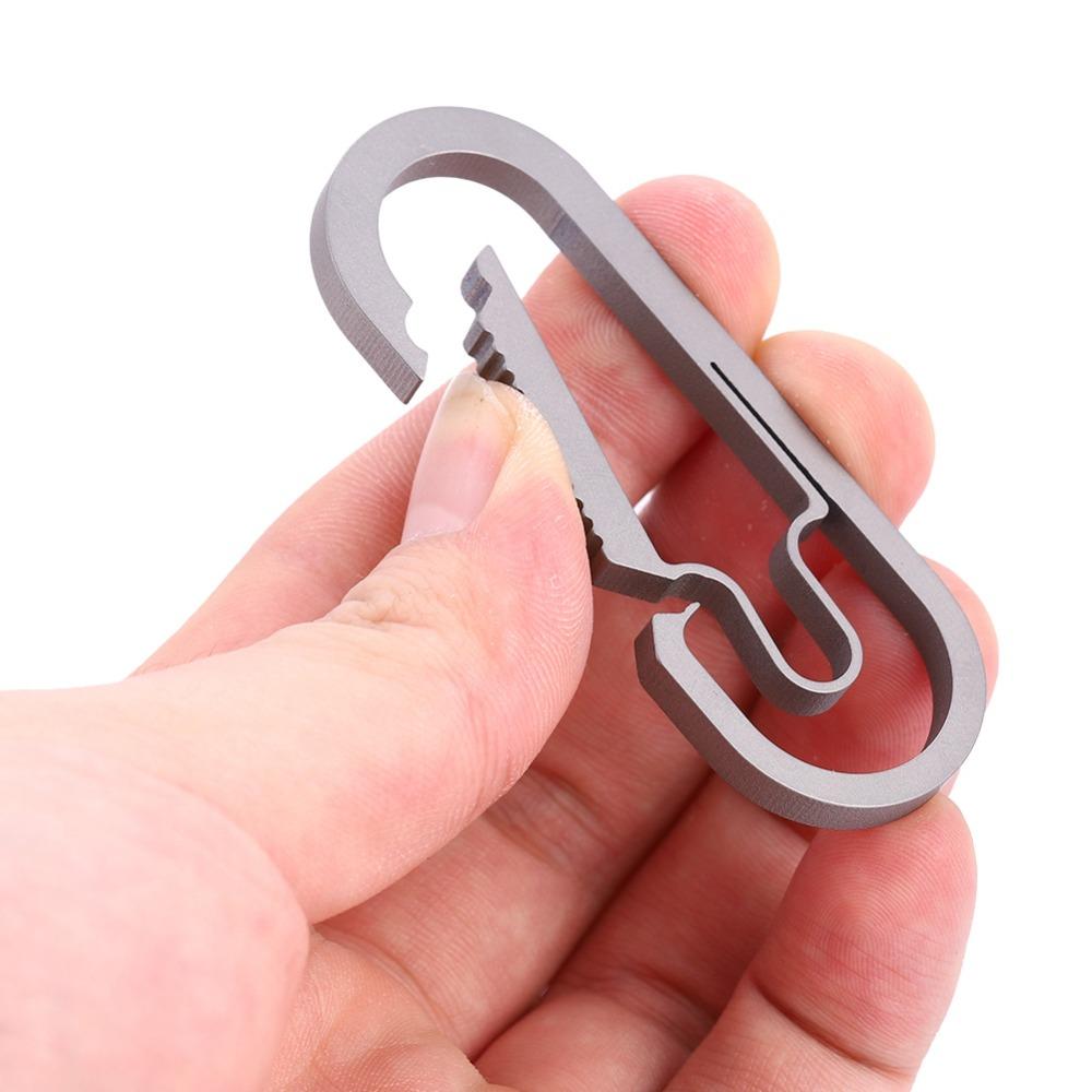 Silver Titanium Keychain Heavy Duty Titanium Carabiner Durable Split Ring Chain Everyday Carry