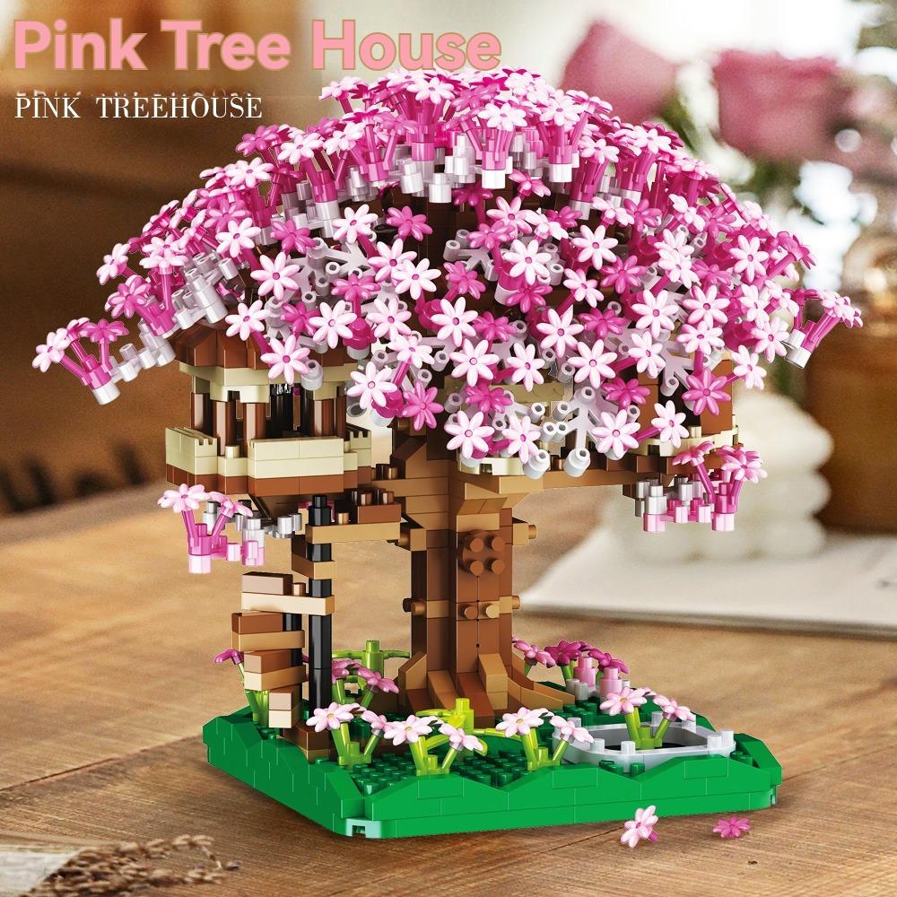 Non-Toxic Micro Sakura Tree Building Blocks Set Diy Cherry Blossom Bricks With Light Treehouse Model Ornament Romantic Gift For Childrenfriend