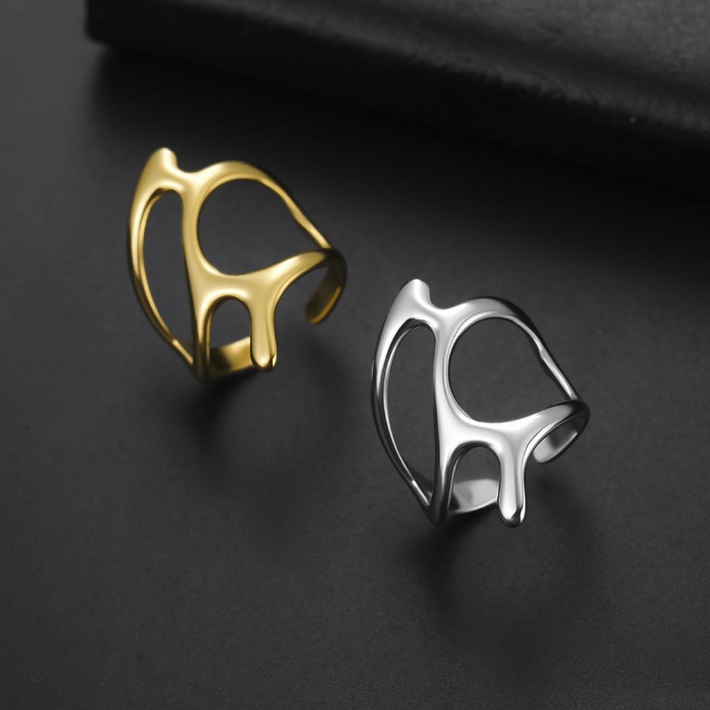 Cazador Adjustable Geometric Rings for Women Stainless Steel Punk Y2K Jewelry Gold Plated Open Finger Rings 2026 Trend