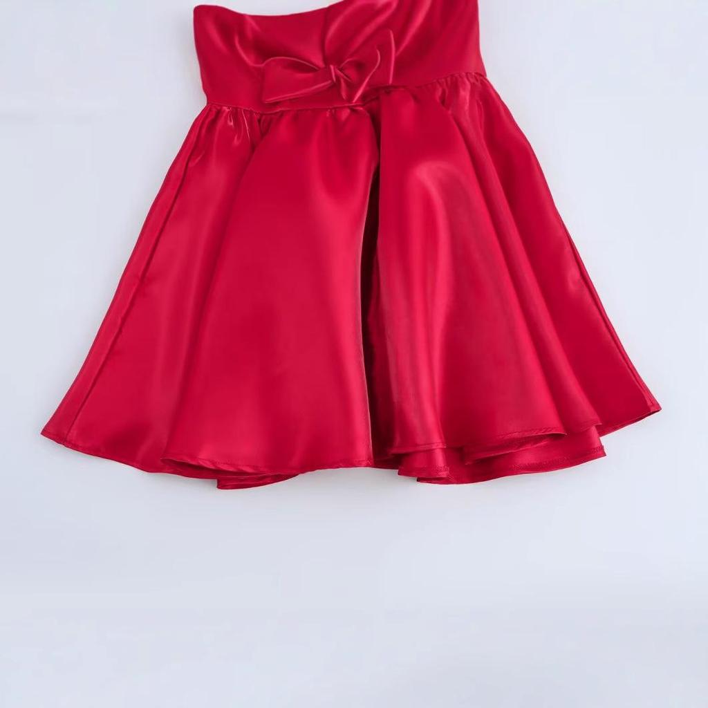 2025 Spring Women's European & American Style Bow Tie Dress