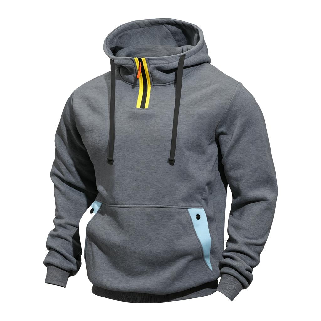 Men's Casual Loose Fit Color Block Hoodie for Fall and Winter Everyday Wear