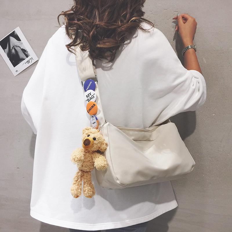 Trendy Canvas Messenger Bag 2024 Large Capacity Student School Bag белый