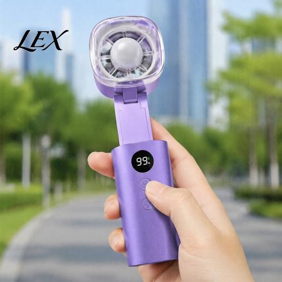 Camping Fan with LED Light Mini Handheld Fan, Foldable 2-in-1 Cooling Flashlight, 100 Speed Quiet Personal Adjustable, USB Rechargeable for