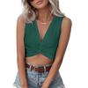 Damen Ärmelloses V-Ausschnitt Crop Top Verdrehte Vorderseite Lässiges Sommerhemd Enganliegend Dehnbarer Stoff Weich Bequem