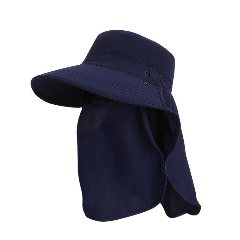 Spring and summer outdoor sun hat big brim shawl neck protector bucket hat removable face mask sun protection hat women
