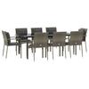 VidaXL Ensemble de salle à manger jardin 9pcs et coussins noir et gris 3185106