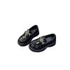 Girls' Leather Shoes 2025 Autumn New Children's Bright Leather Loafers Black Student Shoes Fashion One-pedal Single Shoes Trend