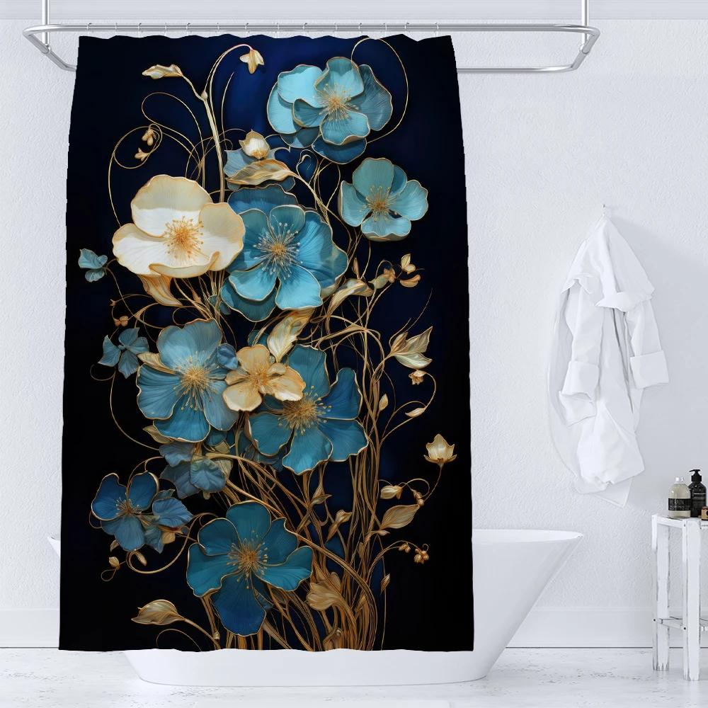Kunst Aquarell Blumen Duschvorhang Druck Modern Nordisch Minimalistisch Polsterstoff Heimdekor Badezimmer Vorhänge mit Haken