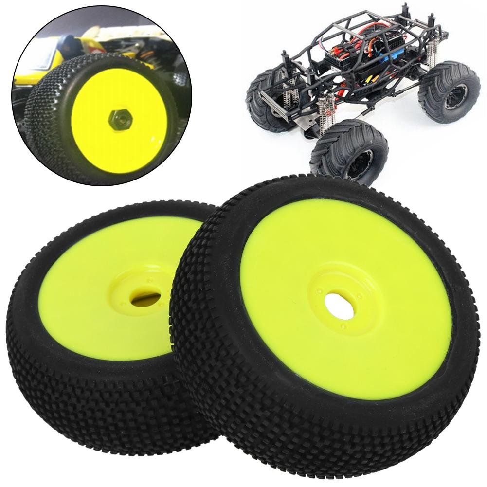 2pcs RC Rubber Tires 17mm Hex Wheel Hub for 1/8 Truck Off Road Model Crawler Car(White )