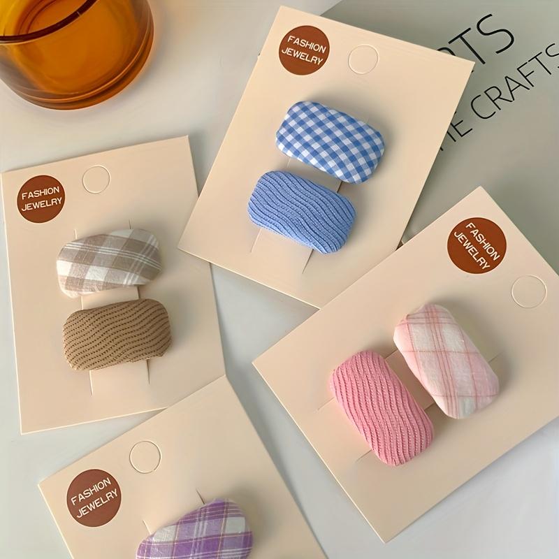 Fashionable Fabric Hair Pins - Cute Plaid & Check Pattern, Colorful Side & Front Hair Accessories For, Ideal for Proms & Graduation