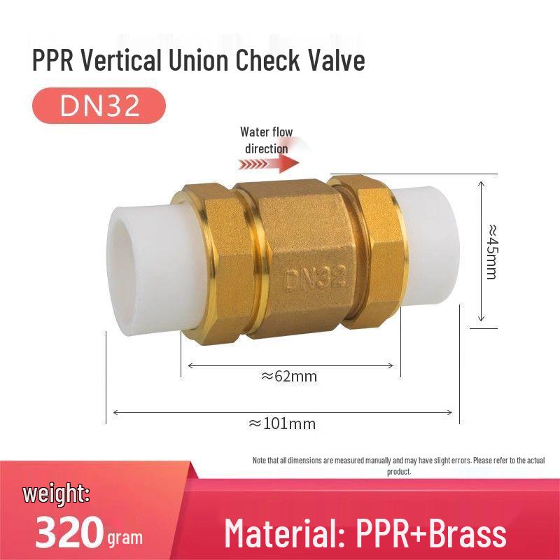 Copper Horizontal Bathroom Double Backflow One-Way Check Valve, Household Water Pipe Fittings, Non-Return Valve, 4/6 inch (DN20/25).