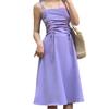 Women's Summer Drawstring Pleated Camisole Dress - Slimming Bodycon Bandeau Design