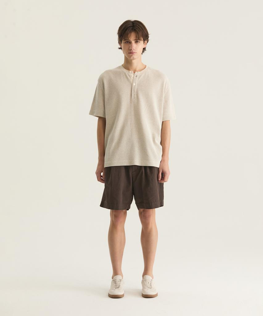 Oteumilkape Linen Blend Garment Dyed Easy Shorts - Brown