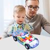 Light Up Toy Car with Universal Wheels Transparent Car Model with Colorful LED Lights Spinning Gears Music Mini Car Sensory Toys for Boys 3+