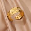 Stainless Steel Bangles Bracelets for Women Gold Color Geometric Texture Open Cuff Bangle Bracelet Femme Vintage Jewelry