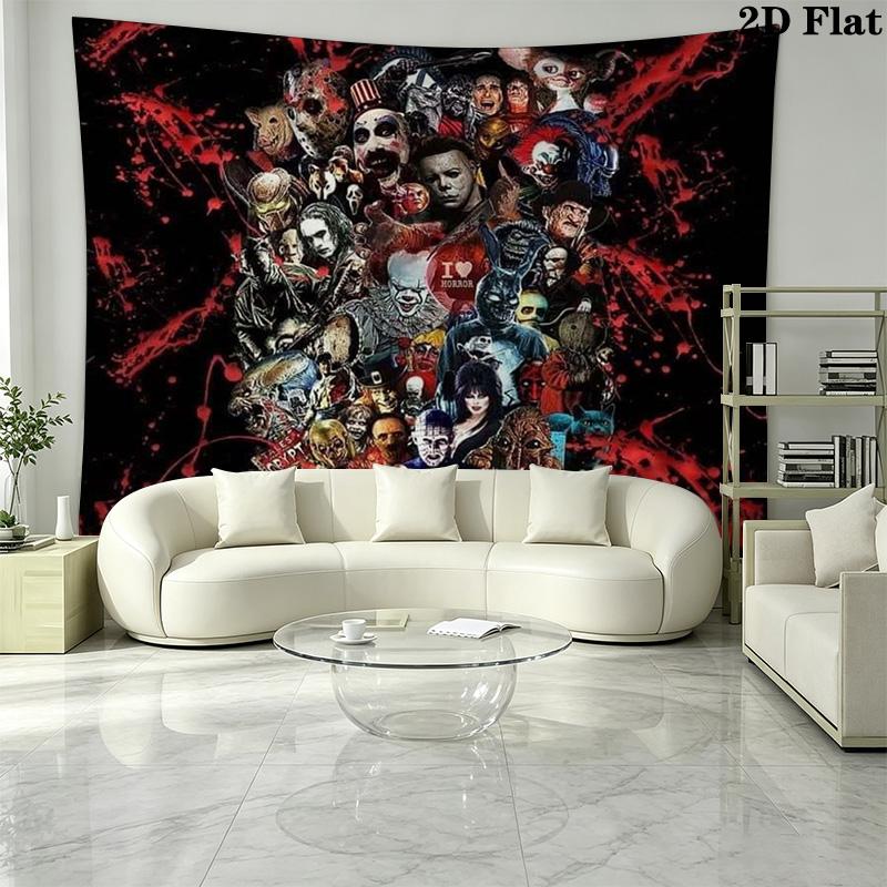 Horrorfilm-Serie Wandteppich Ästhetischer Wandbehang Bedruckter Stoffdecke Dekorative Wandteppiche für Schlafzimmer Wohnzimmer Heimdekoration