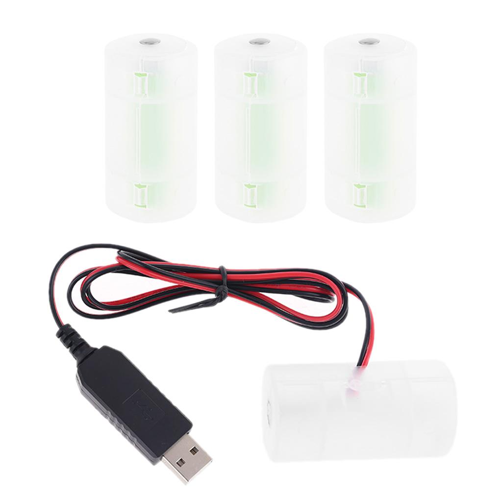 USB Battery Power Supply Adapter Can Replace 1 To 4pcs 1.5V 3V 4.5V 6V D Size LR20 Battery Eliminator Cable for Clock