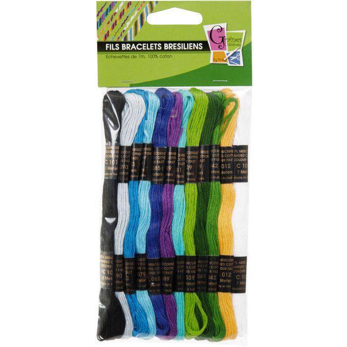 Fils pour bracelets brésiliens - Mer du sud - Échevettes - 12 coloris - 100% coton - 7 mètres