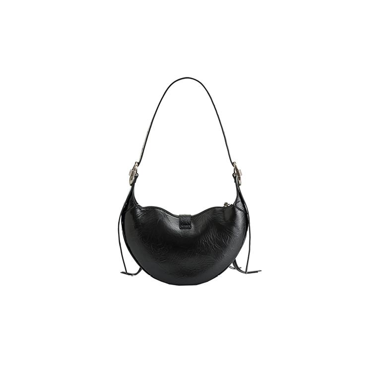 New JW PEI Artificial Leather Croissant Bag Biker Crossbody Bag Medium Size Unisex Bright Pink/Black/White 5S34