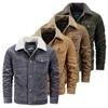 Men's Plus Size Fleece-Lined Corduroy Cotton Jacket - Casual and Loose Fit