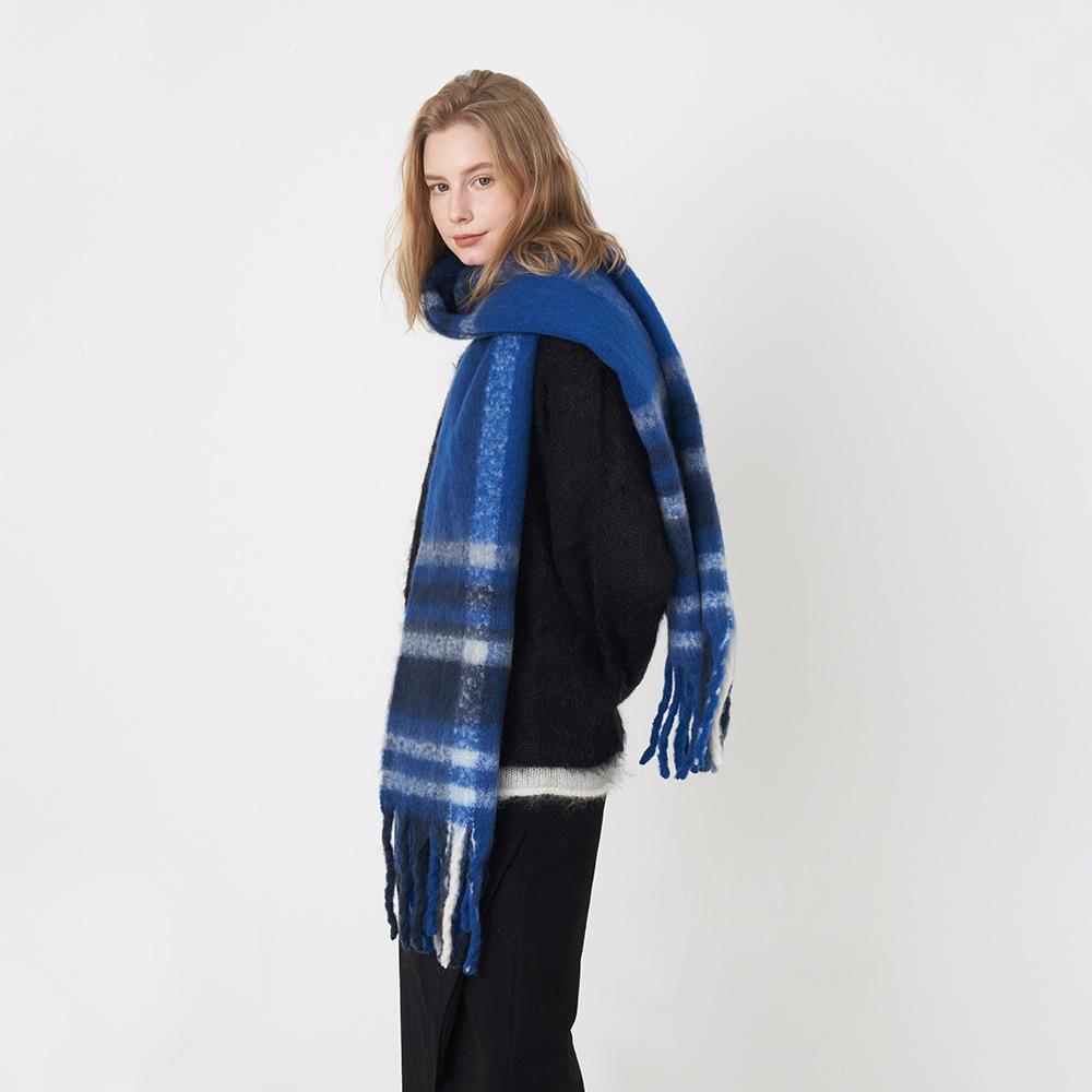 Autumn And Winter Soft And Warm Imitation Cashmere Plaid Tassel Women Mohair Scarf Scarf Shawl