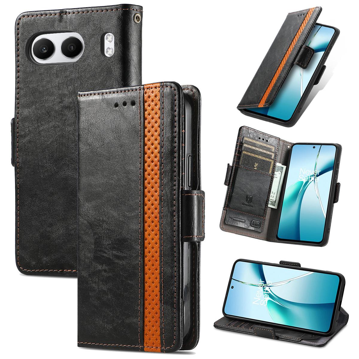 

For OnePlus Nord 4 Phone Cases CASENEO PU Leather Cover Stand with RFID Blocking Wallet Black