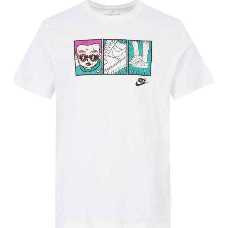 Nike Air Force One Cartoon Print Crew Neck T-Shirt Men Tops White CT6527-100