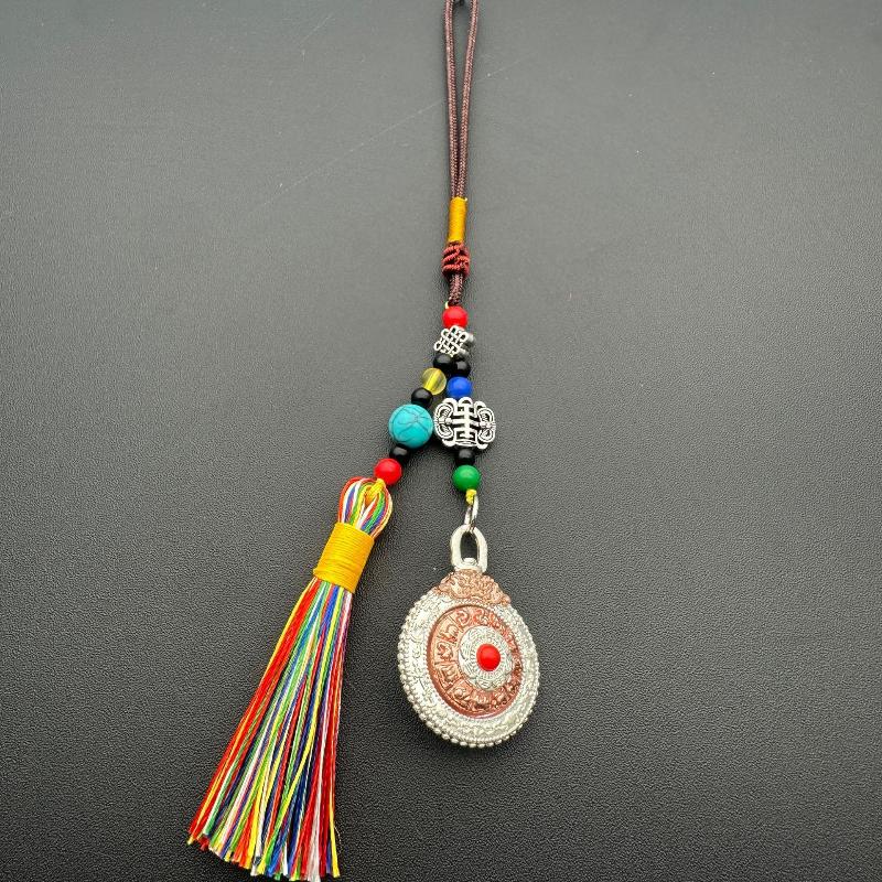 Retro Creative Style Alloy Car Tassel Hanging Ornament Ethnic Style Tourist Spot Gift Keychain Jewelry Accessory