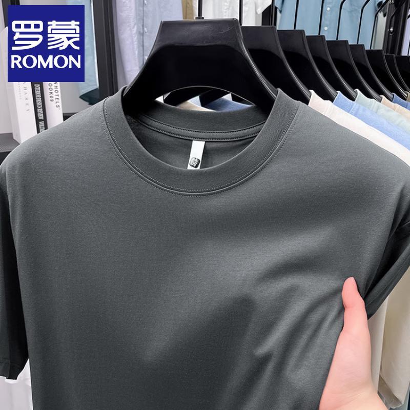 Romon Men s Casual Round Neck Short Sleeve T-Shirt L