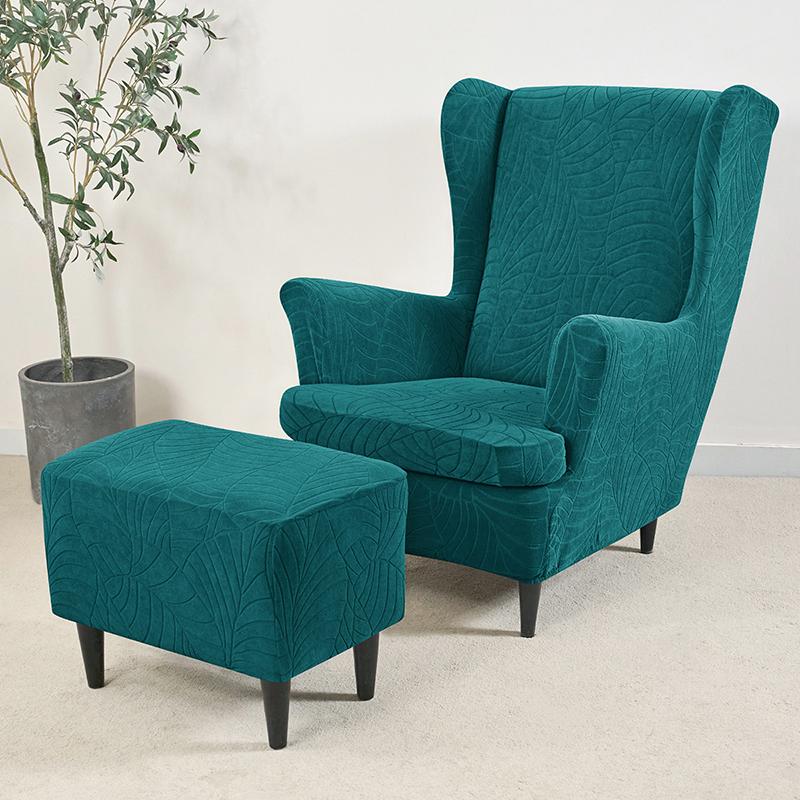 

1 комплект жаккардовых эластичных чехлов для кресел с подголовниками из спандекса, чехлов для кресел, чехлов для диванов с чехлами для пуфов 1 Set