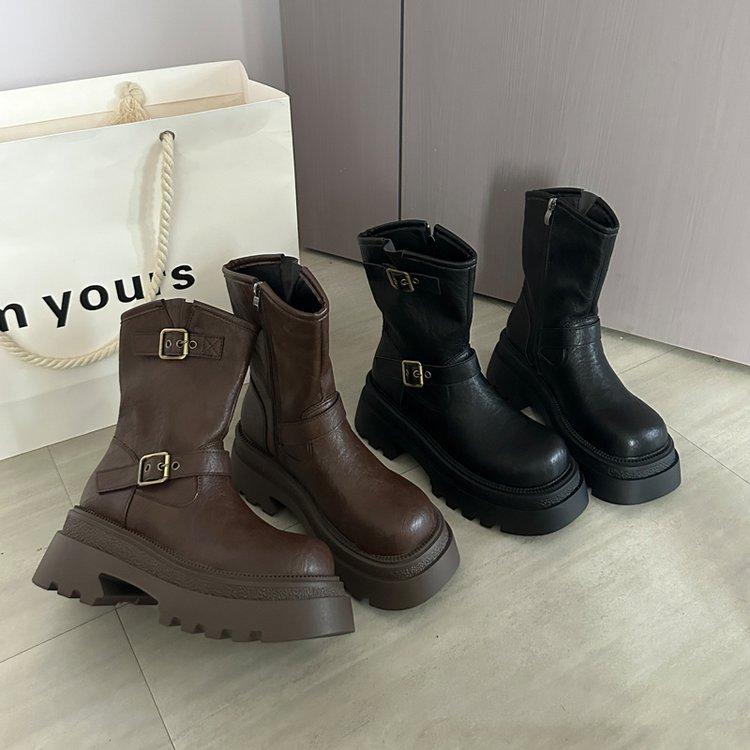 Black Martin Boots Women's 2025 New Autumn Retro Boots British Style Thin Boots Small Thick-soled Short Boots