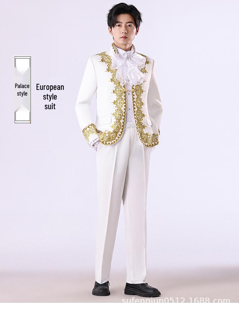 

Retro European Men s Court Costume for Halloween, New Year s, and Stage Performances - White Horse Prince XL