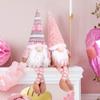 D-FantiX Pink Christmas Valentine Gnomes Decorations, 2Pack Handmade Swedish Tomte Gnome with LED Lighting Nose Scandinavian Figurine Pink Gnomes
