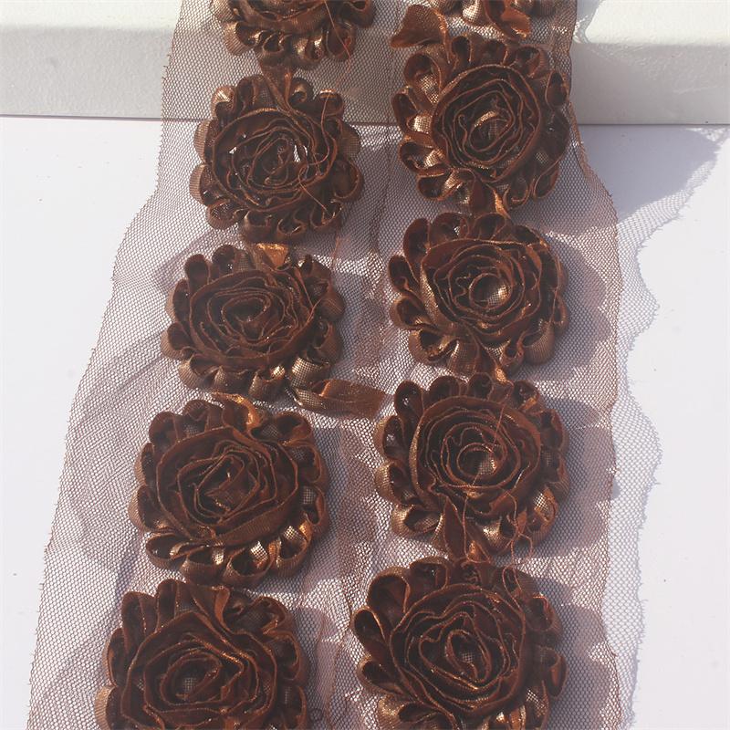 1y 2.5 Inch Shiny Fabric Flowers for Princess Girls Headbands Hair Accessories Kids Shirts Dress Shoes DIY Crafting Flowers
