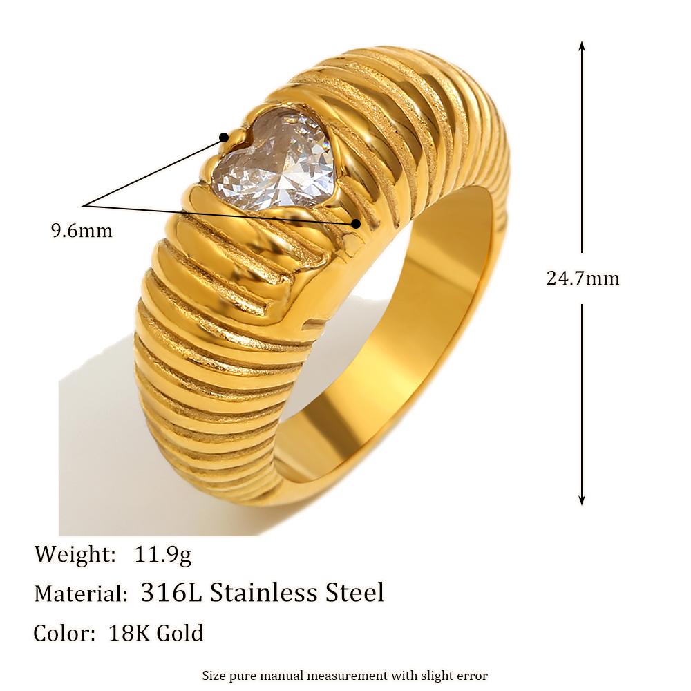 

MamacitaSlay 18K Gold Plated Stainless Steel Zircon Striped Ring Party Unique Waterproof Ring Women s Charm Gift High Quality 7 золотий