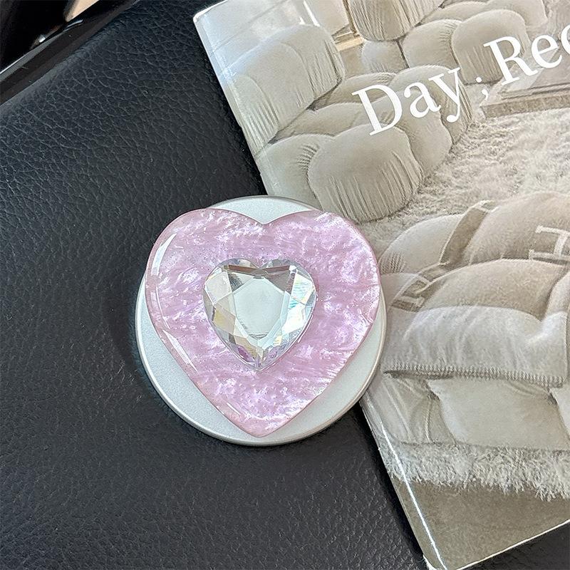 Ice Silk Love Rhinestone Color Mobile Phone Airbag Bracket Magnetic Attraction Suitable For Magsafe Creative Design Women'S Ring