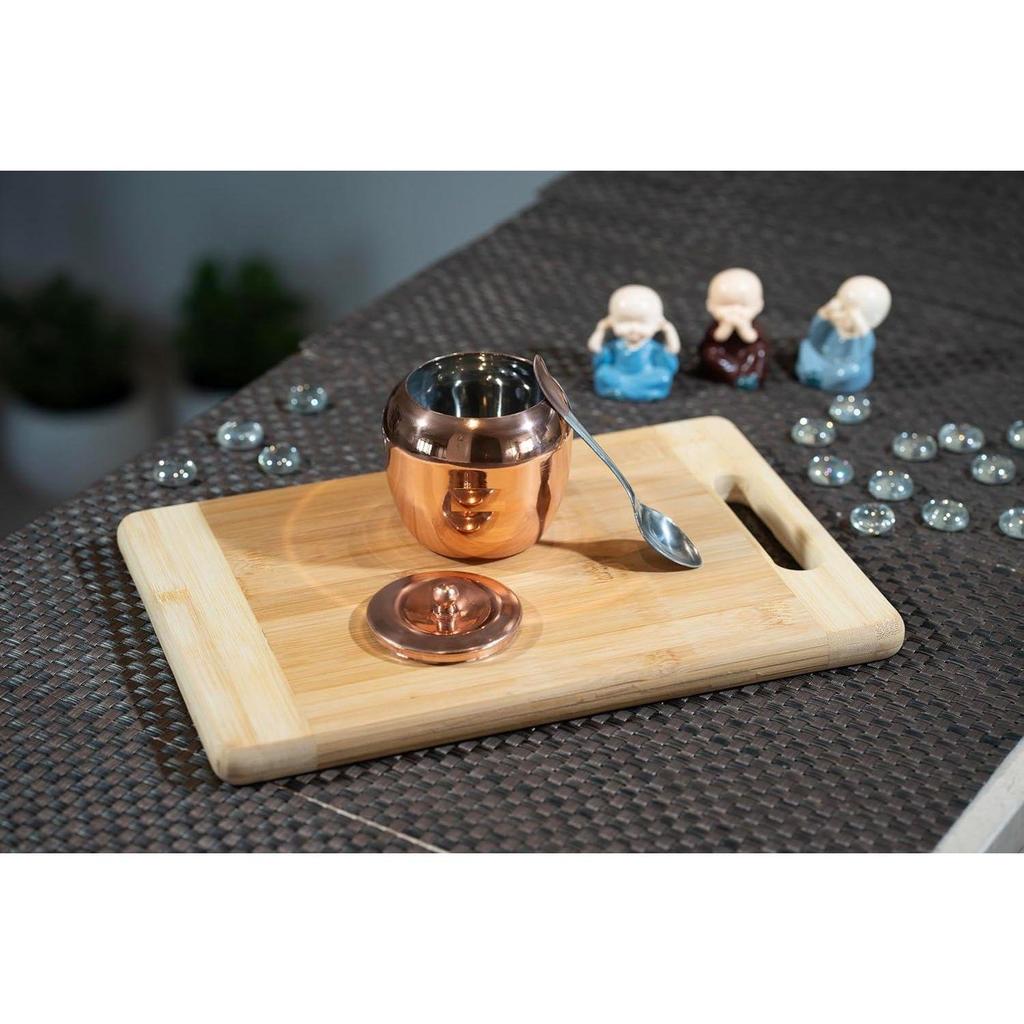 Stainless Steel Oil/ghee Jar/ghee pot/Ghee Container/oil Pot with Spoon Copper Coated 250ml
