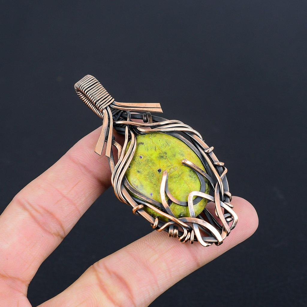 Stichtite Handmade Gemstone Pendant, 999 Copper Wire Wrapped Pendant Antique Jewelry, For Engagement Gift